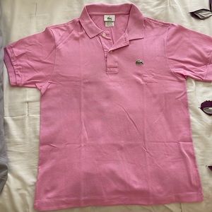 Men’s Lacoste Polo. Sz 4 I am a M in women’s this fit with a little room. Pink